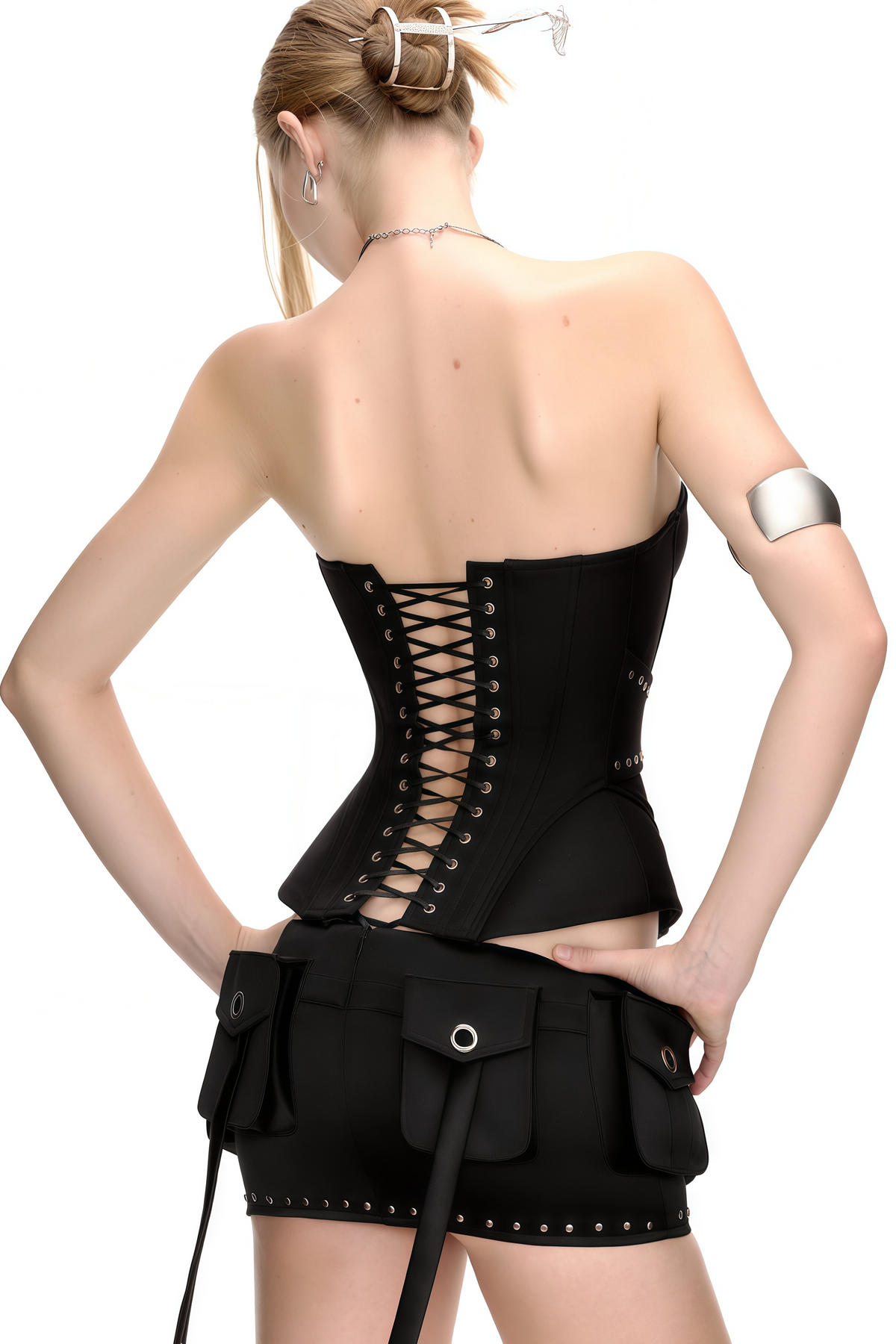 Tiril Black Studded Belted Corset Top (Final Sale)