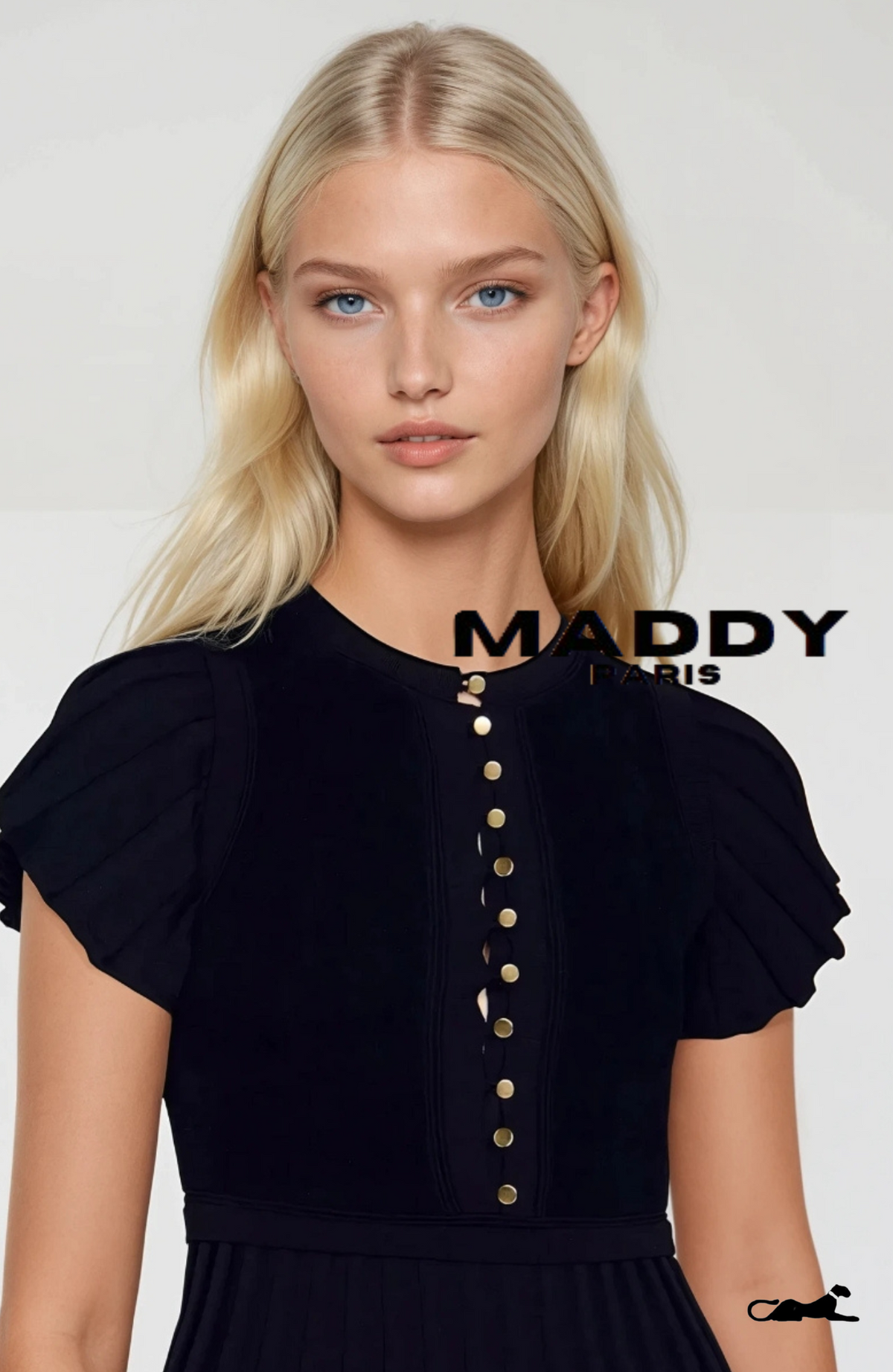 MADDY PARIS EVANGELINE PLEATED MINI DRESS - BLACK