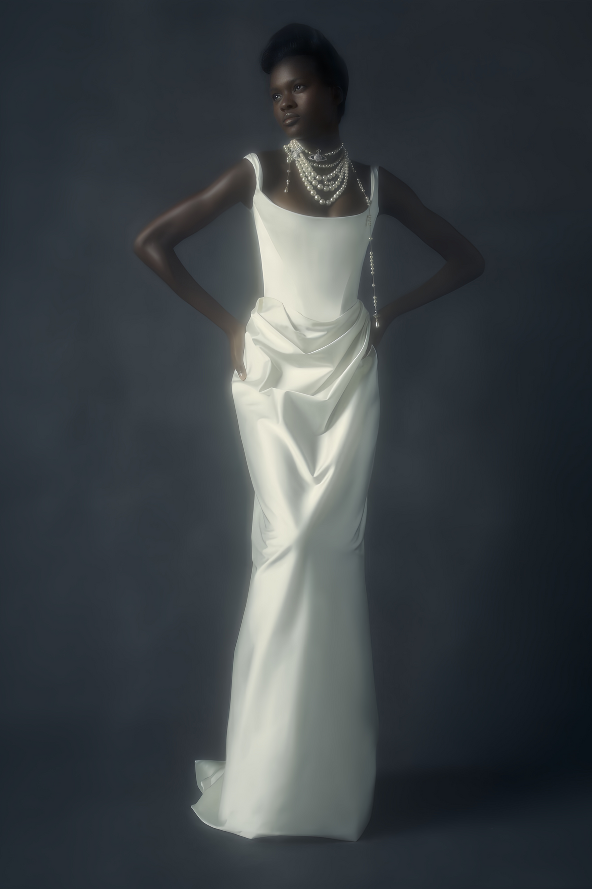 Fiona White Satin Square Neck Maxi Dress