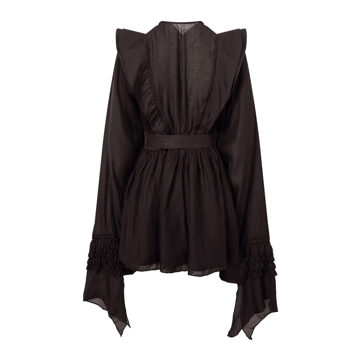 Annabelle Brown Cutout Ruffled Mini Dress