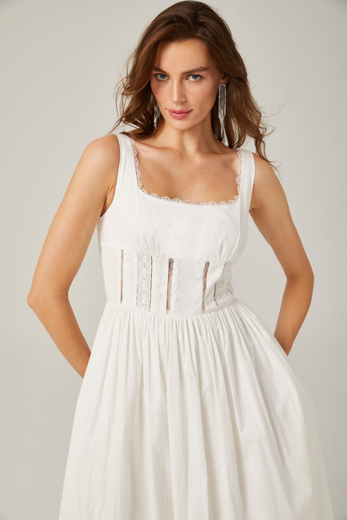 Jeanne white lace cut-out midi dress (Final Sale-US Only)