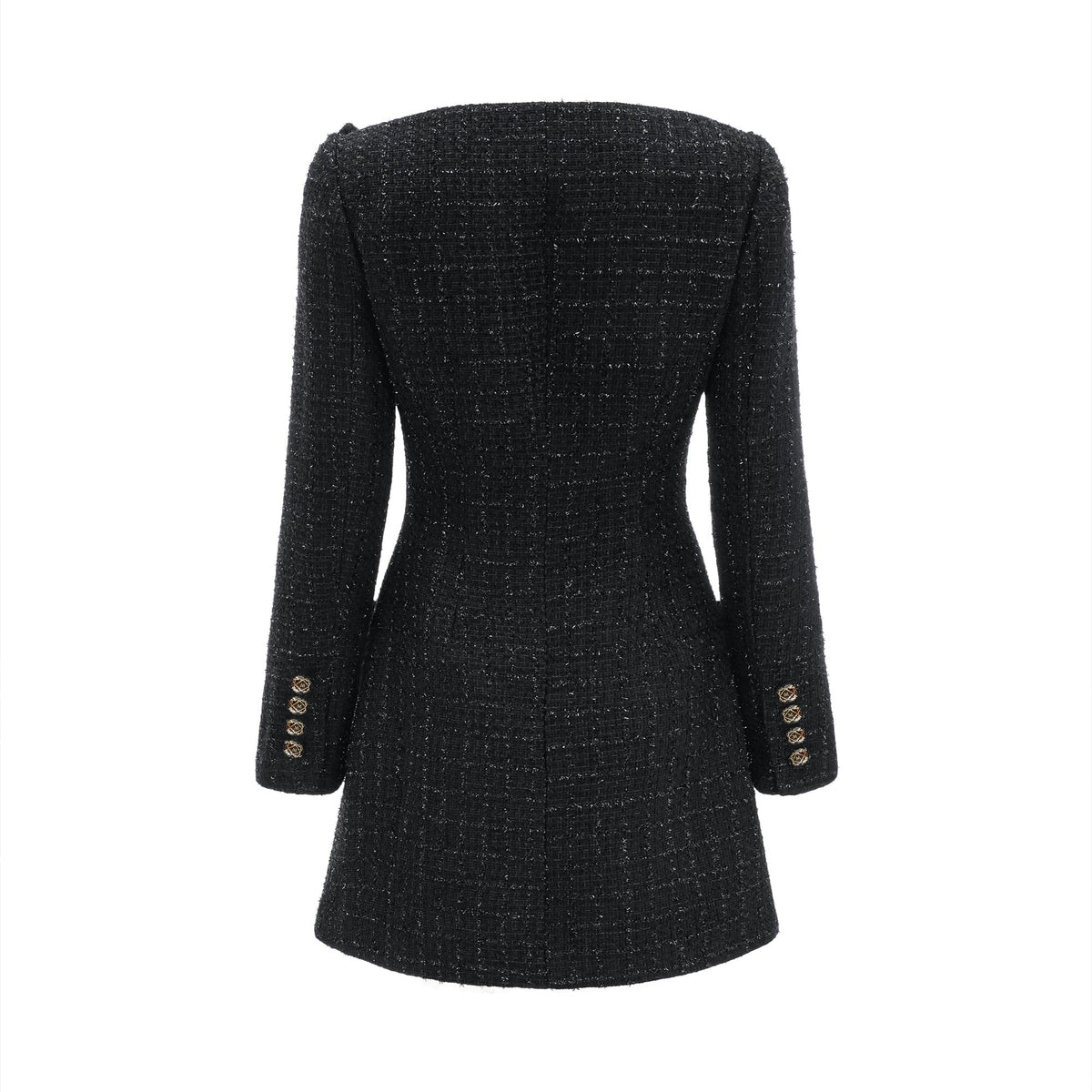Erin black double-breasted coat dress