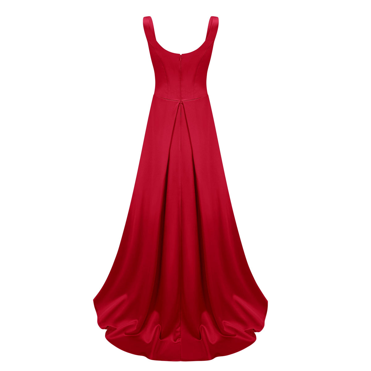 Fiona Red Satin Square Neck Maxi Dress