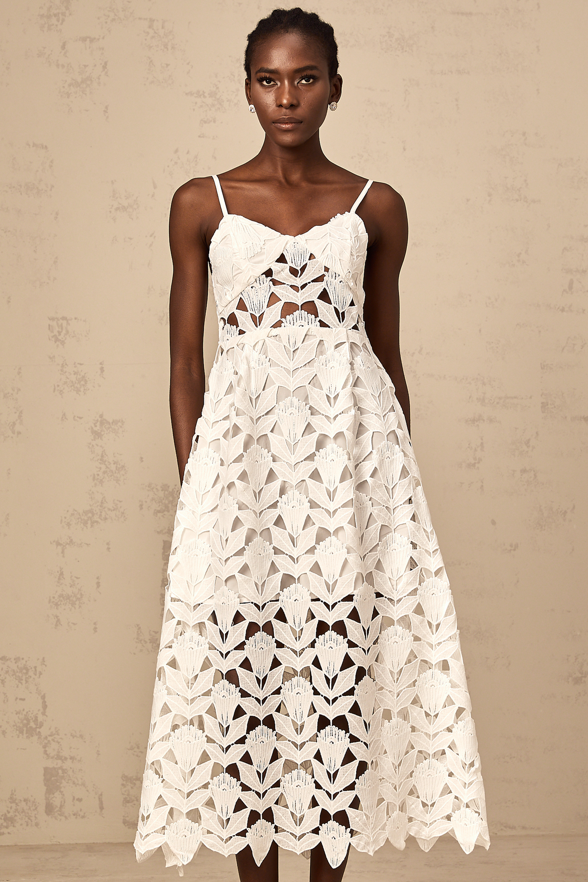 Delphine white cut-out lace midi dress (Final Sale-US Only)