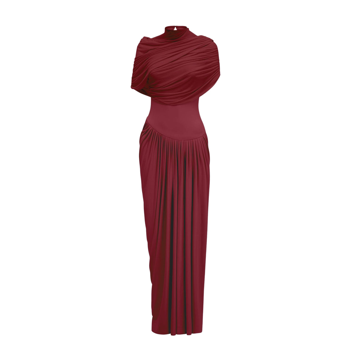 Catherine asymmetrical pleated maxi dress in Red (Final Sale)