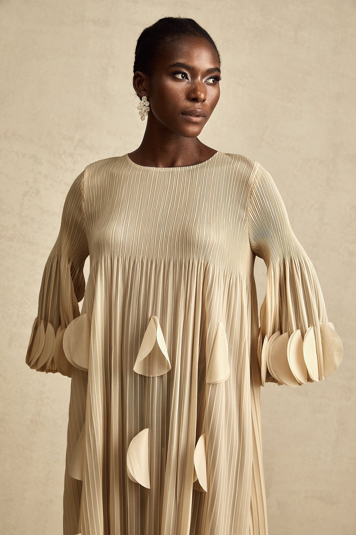 Alizée 3d-petal pleated midi dress (Final Sale)