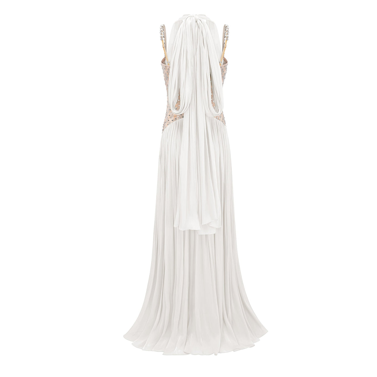 Gwenaëlle White Rhinestone Panel Maxi Dress (Final Sale-US Only)