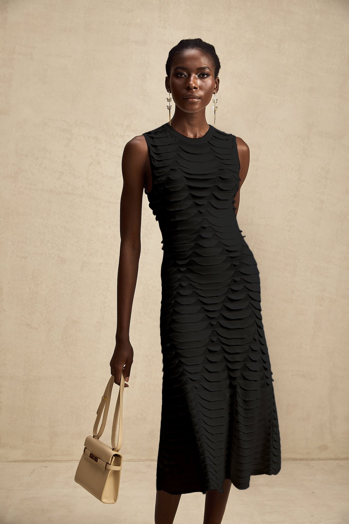 Anna snake-pattern godet midi dress (Final Sale)