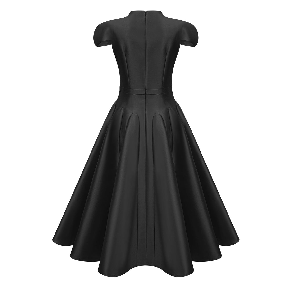 Aventin Black Godet Design Midi Dress (Final Sale-US Only)