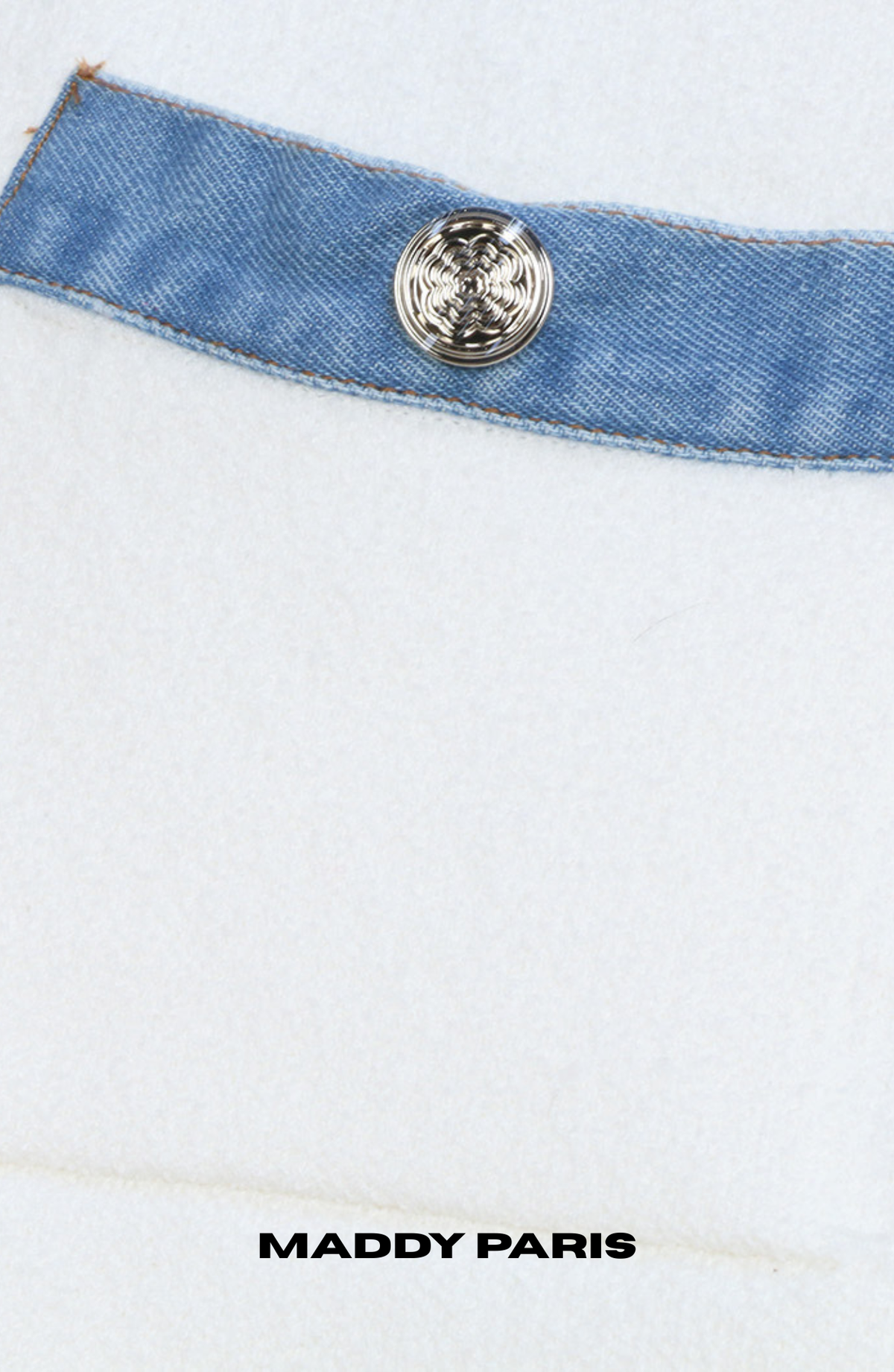 MADDY ELLIOT WHITE DENIM-TRIM COTTON-BLEND BOUCLÉ SHORTS - WHITE