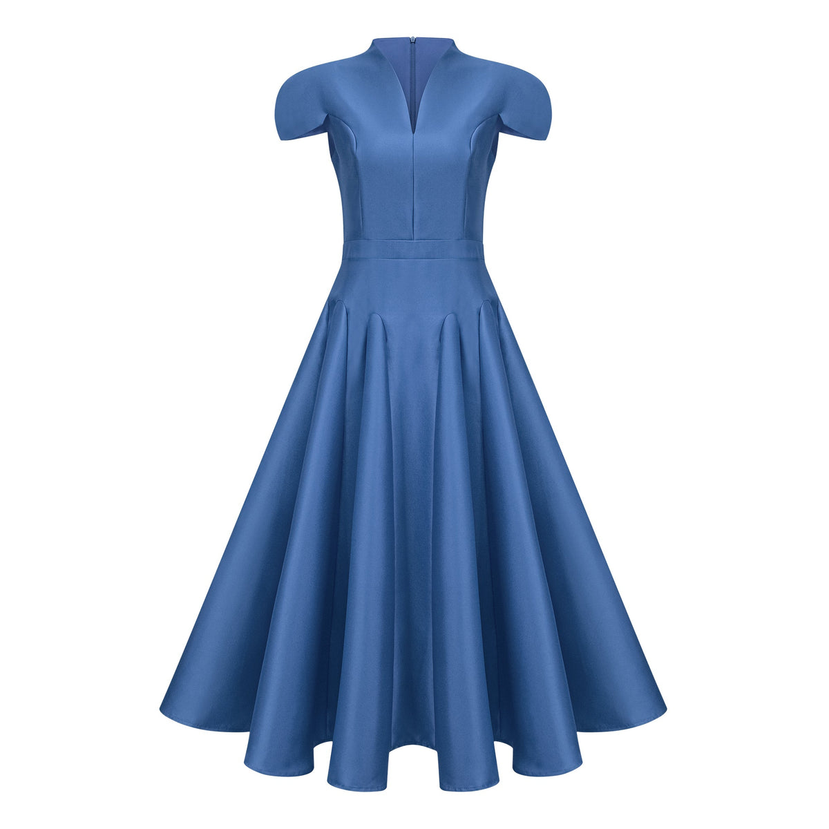 Aventin Blue Godet Design Midi Dress (Final Sale-US Only)