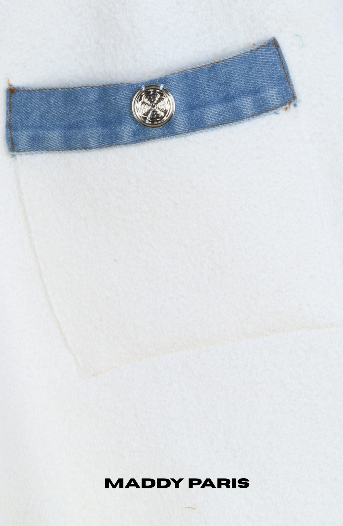 MADDY ELLIOT WHITE DENIM-TRIM COTTON-BLEND BOUCLÉ SHORTS - WHITE