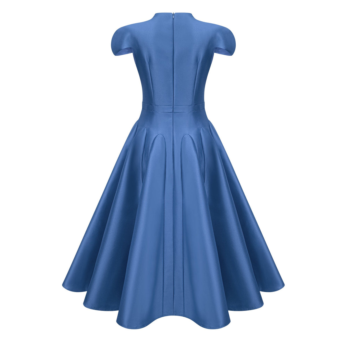 Aventin Blue Godet Design Midi Dress (Final Sale-US Only)
