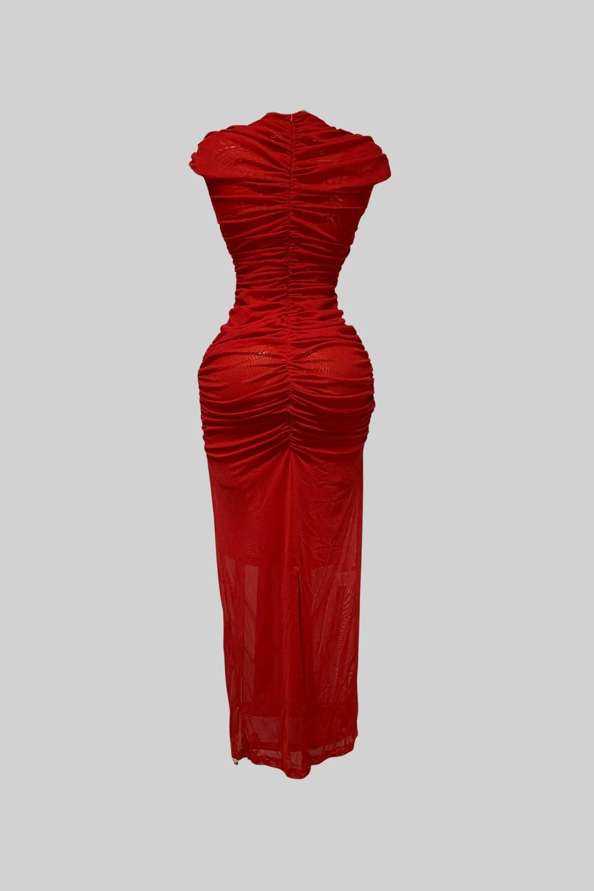 Draped Cut-Out Gown With Gathered Detailing  – Red
