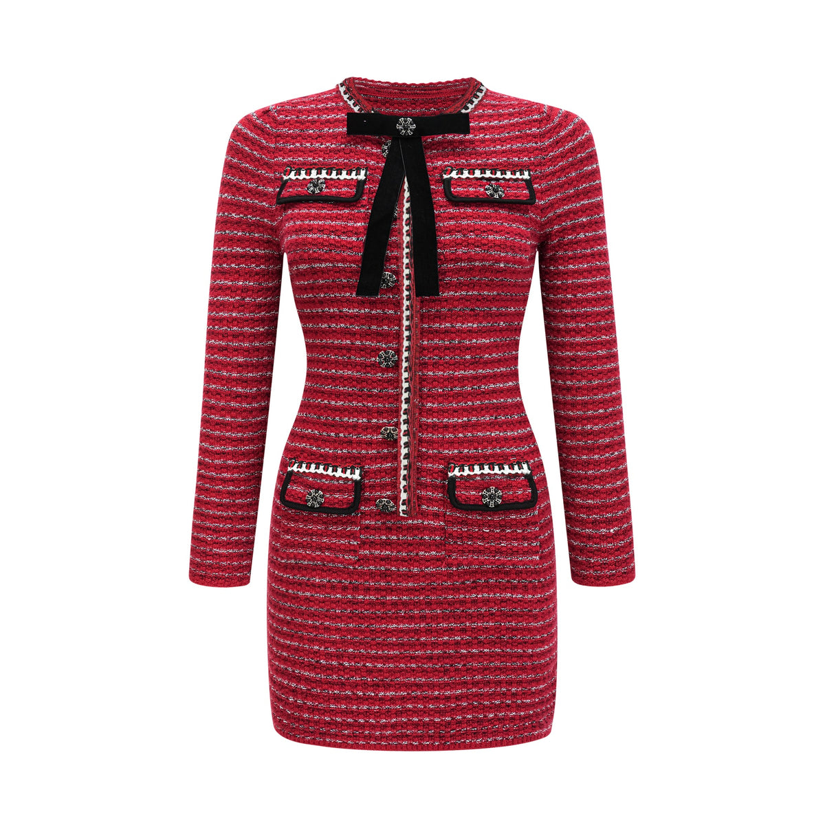 Faustine bow-detailed knit mini dress