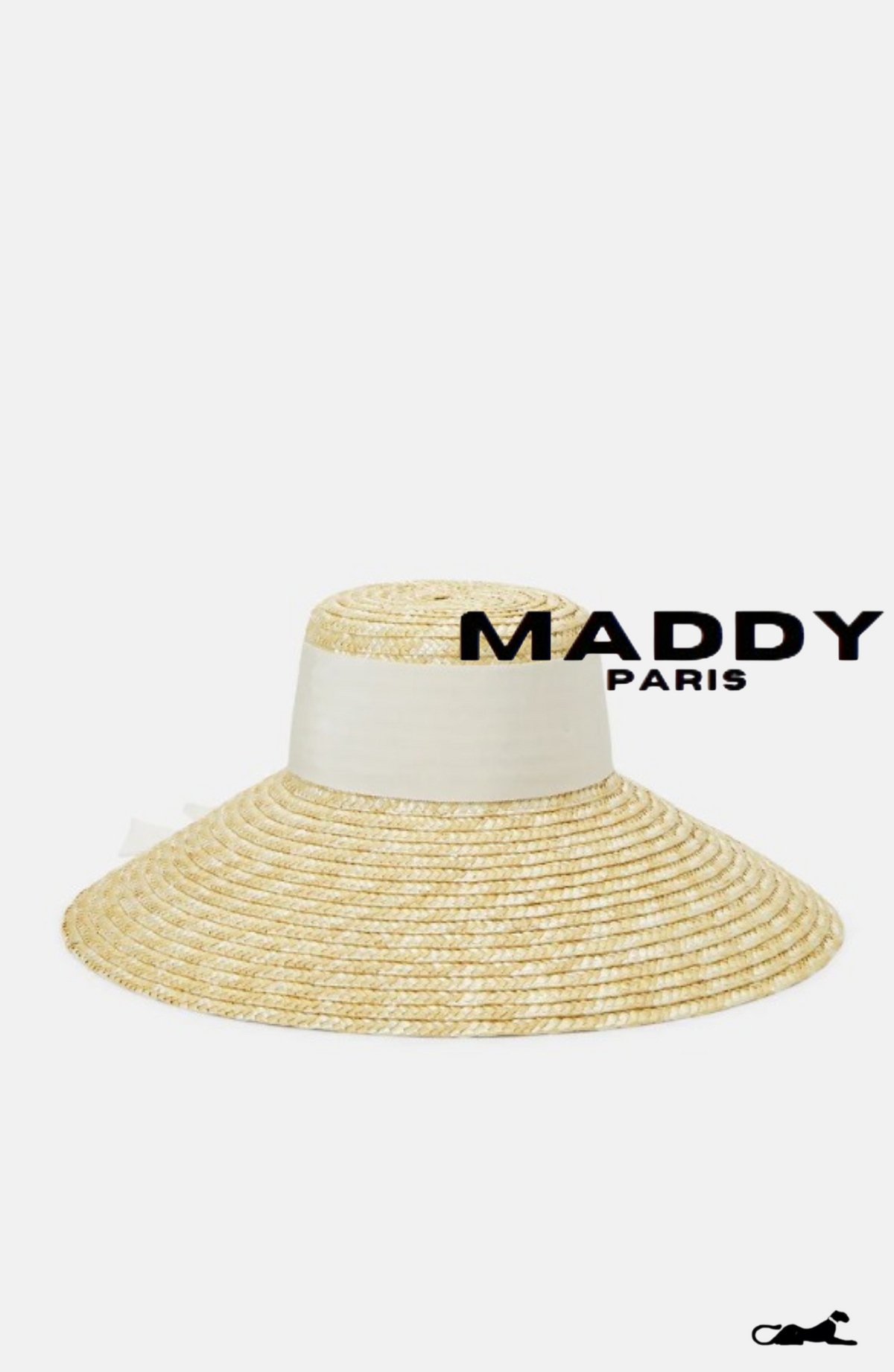 MIRABEL  WOVEN STRAW RIBBON HAT – NATURAL BEIGE WITH WHITE TRIM - White
