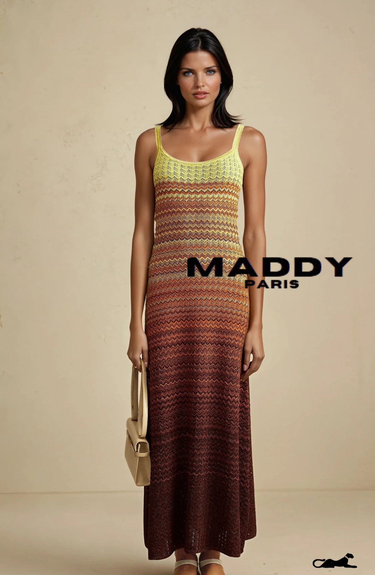 SANDRO  Gradient Knitted Maxi Dress sunset - Yellow