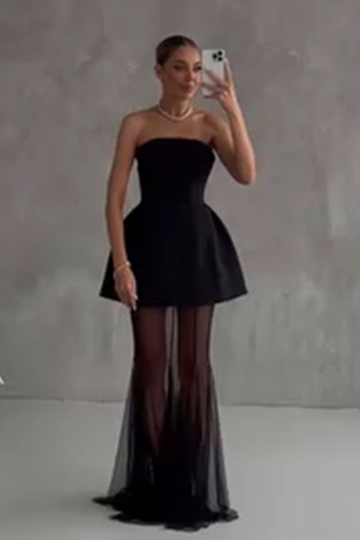 Mélanie Black Corset Dress & Mesh Skirt Set