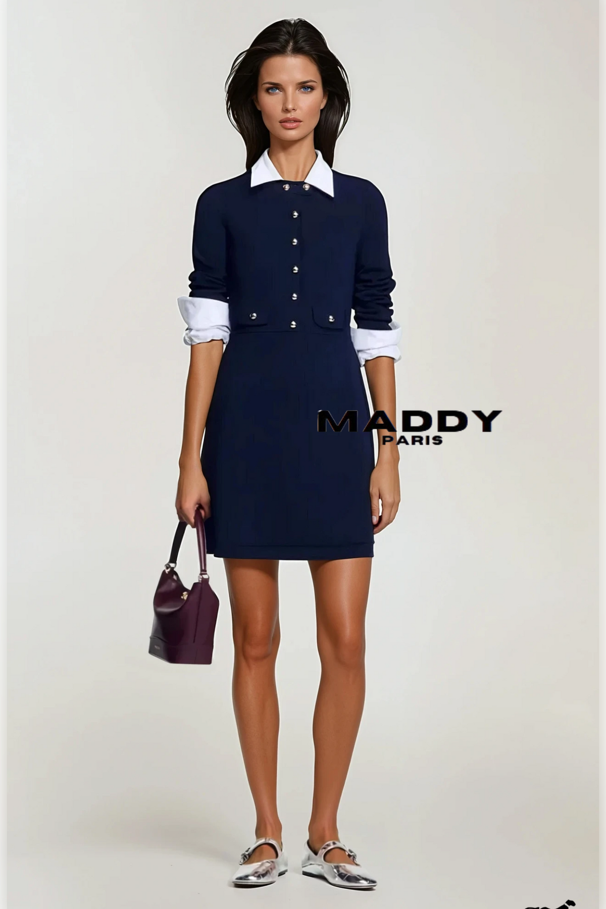 SOFIA SANDRO LUXE KNIT MINI DRESS - MIDNIGHT BLUE