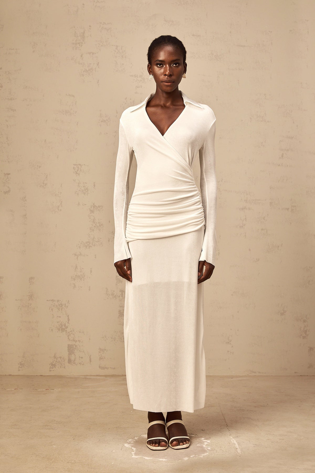 Térébenthine white ruched knit maxi dress (Final Sale-US Only)