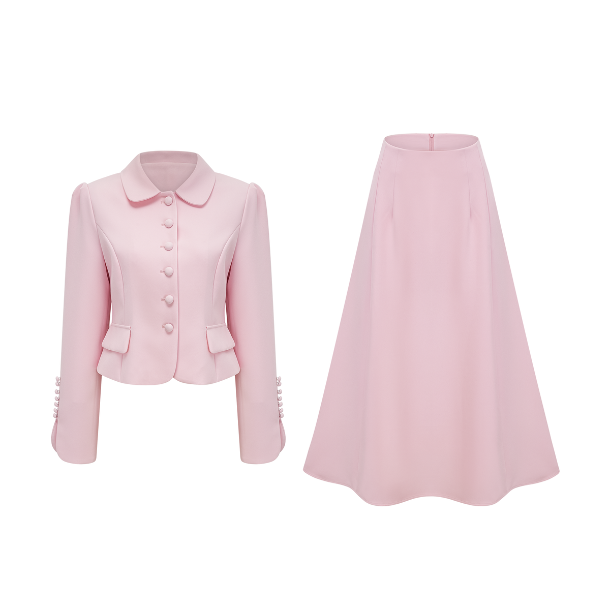 Eira Pink Peter Pan Collar Jacket & Skirt Set