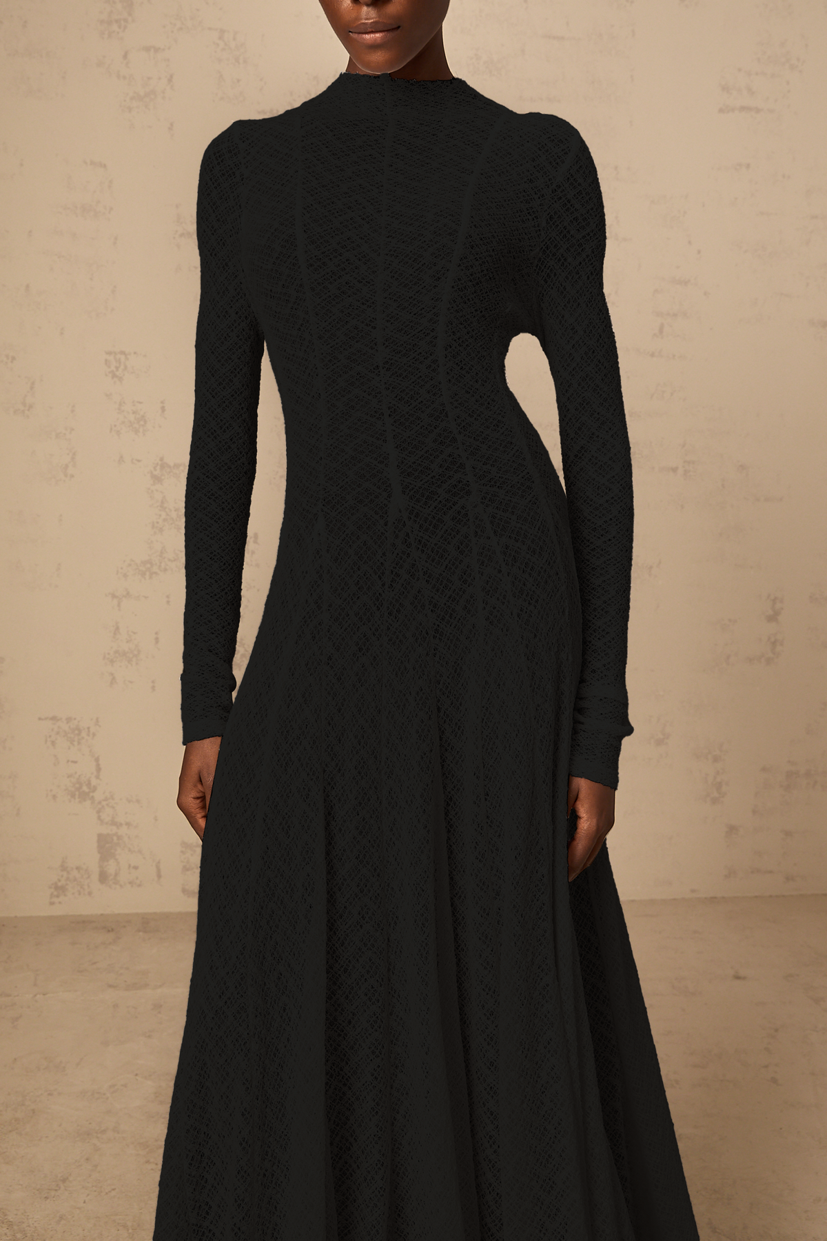 Athena wavy-pattern lace maxi dress in Black (Final Sale-US Only)