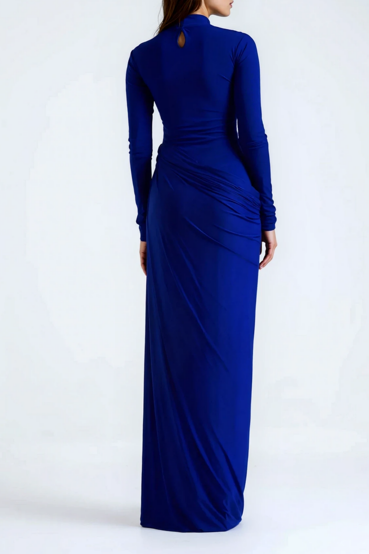 Éva Blue Draped Gathered Maxi Dress