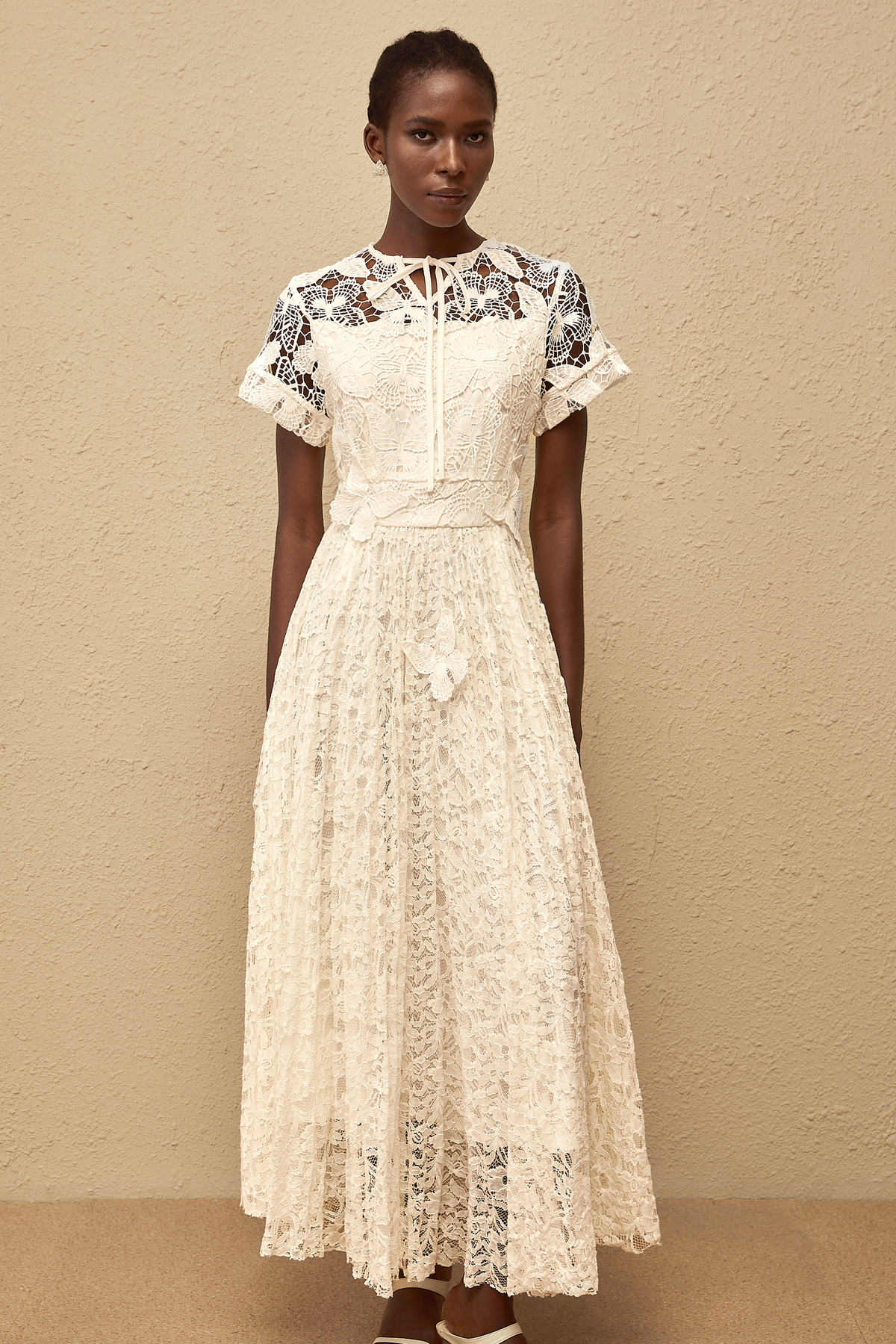 Victoire White Butterfly Appliqué Lace Maxi Dress (Final Sale-US Only)