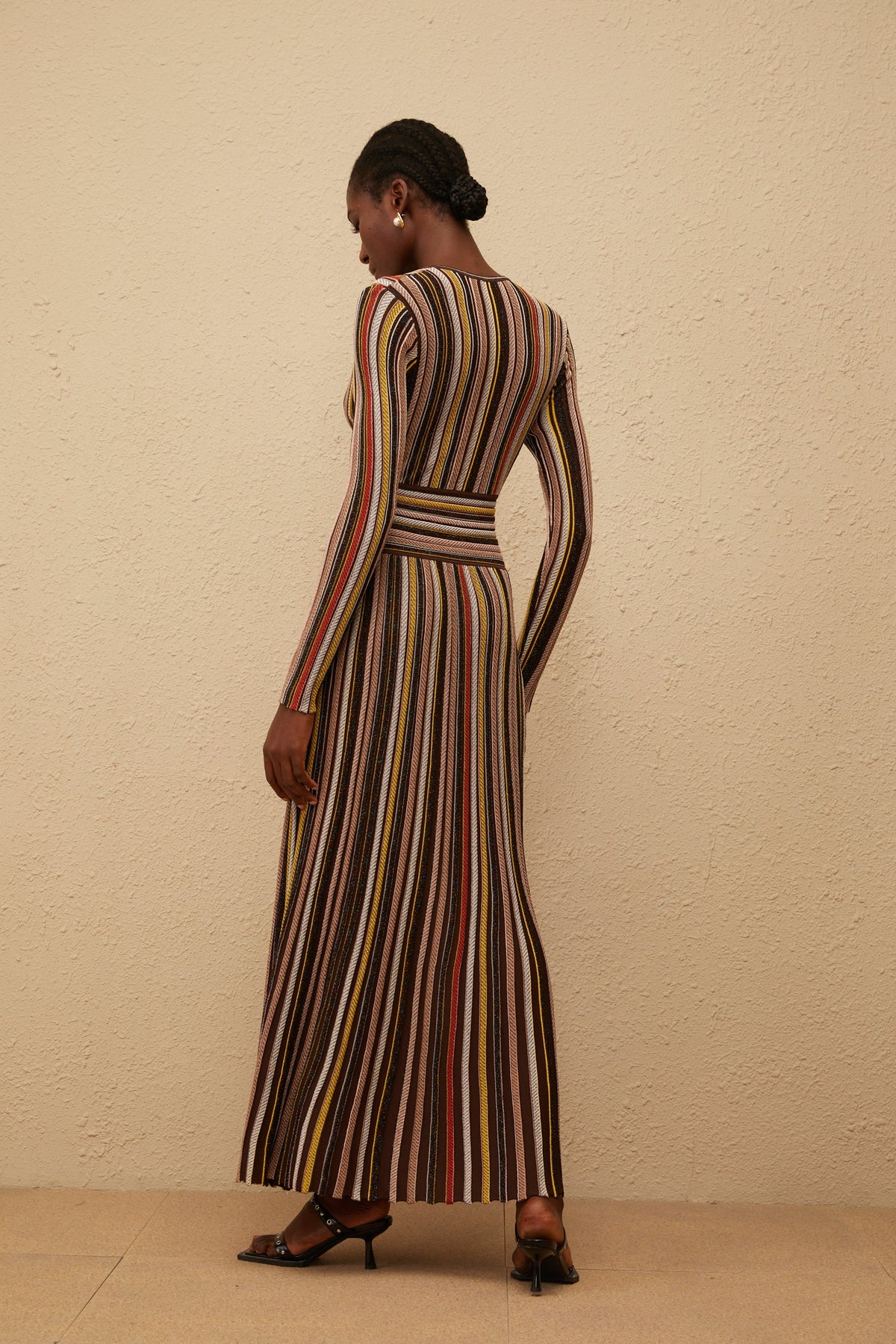 Phoebe Brown Vertical Stripe Knit Midi Dress