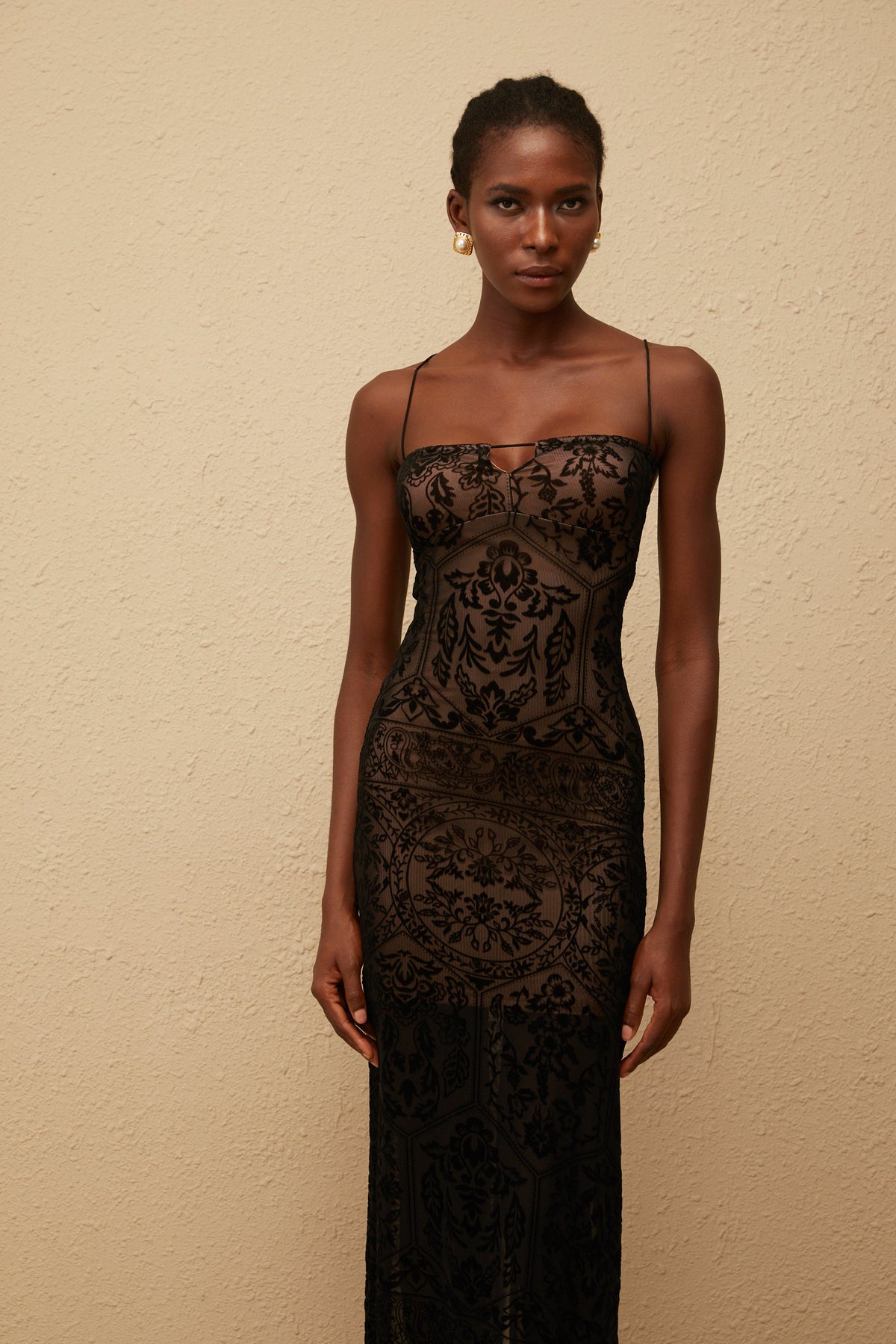 Nikolleta Black Floral Lace Maxi Dress (Final Sale-US Only)