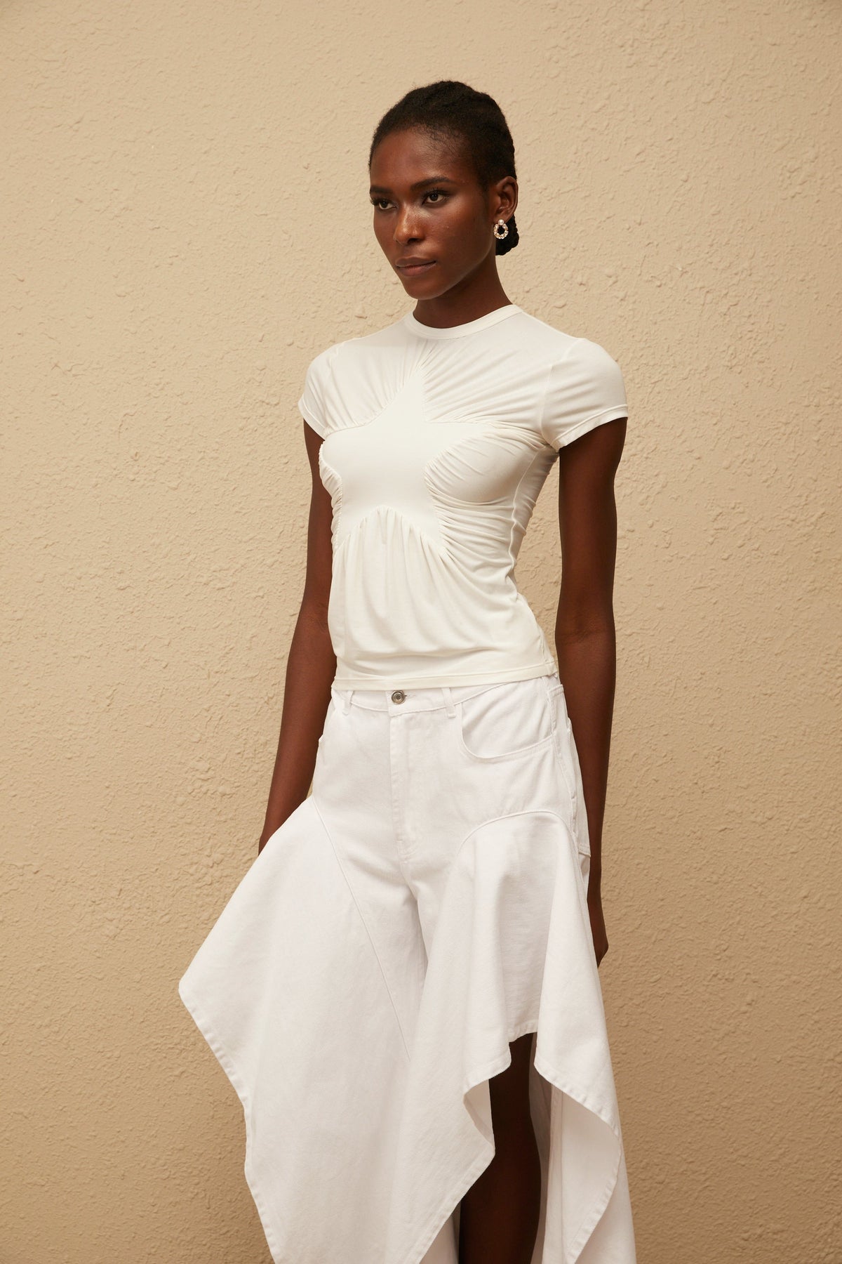 Selma White Star Pattern T-shirt