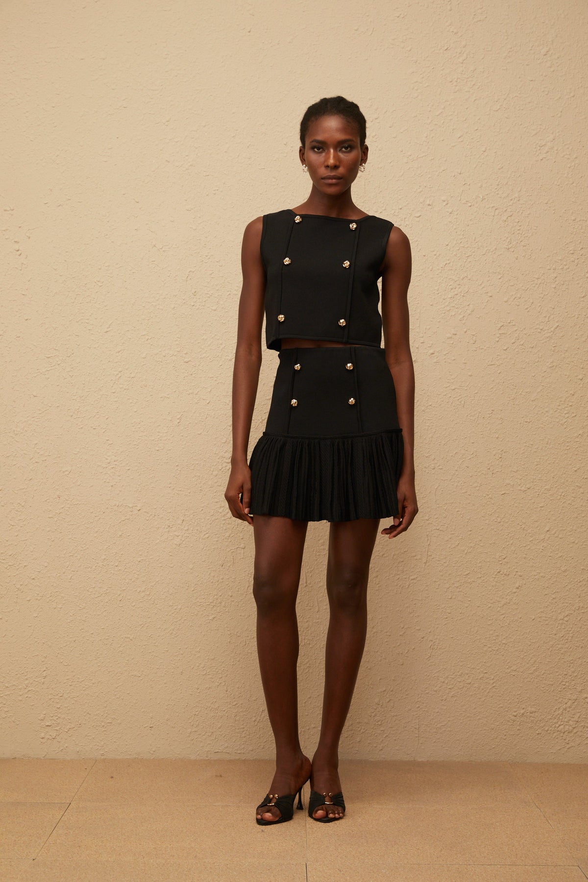 Georgia Black Knit Top & Skirt Set