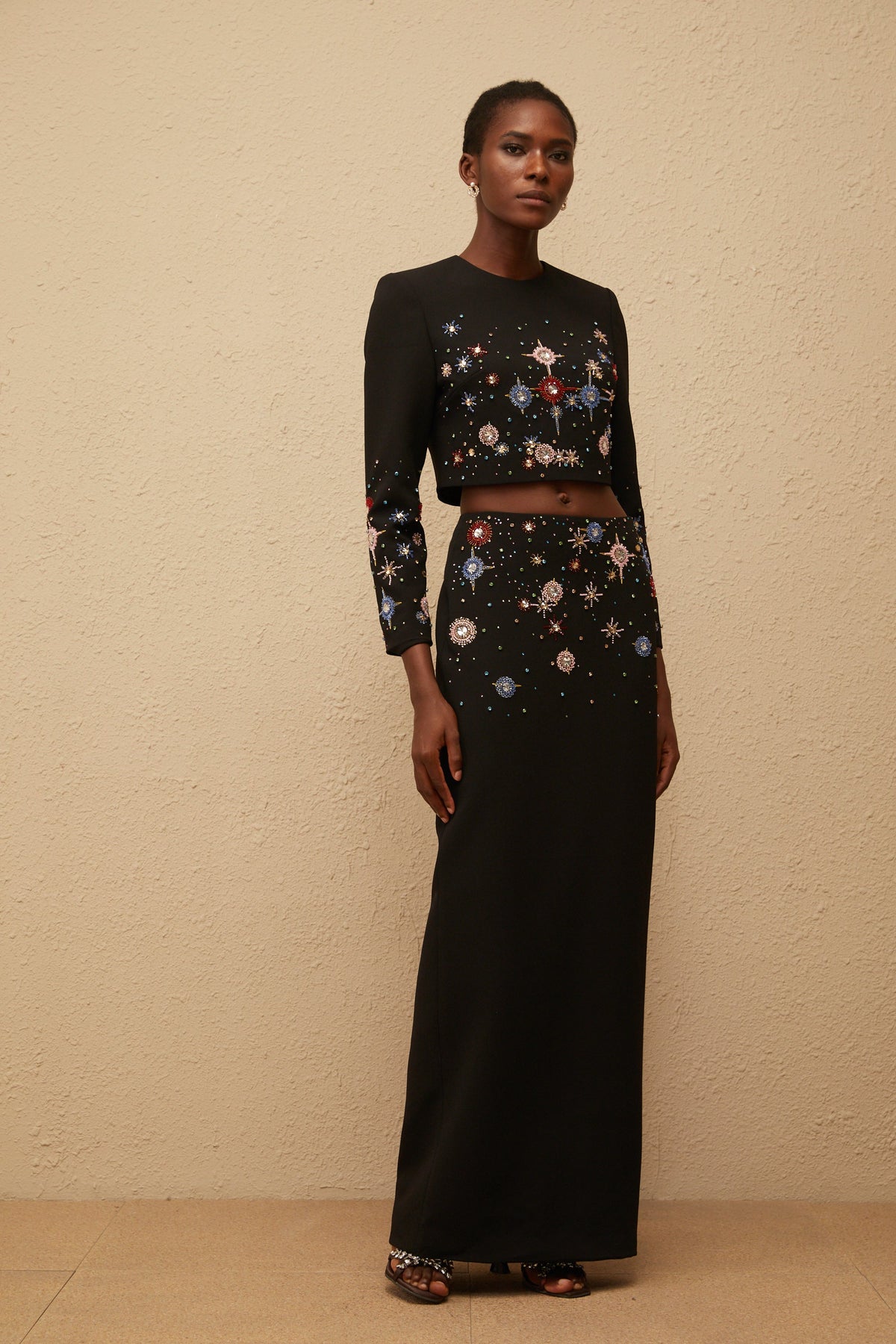 Étoile Black Embellished Top & Skirt Set