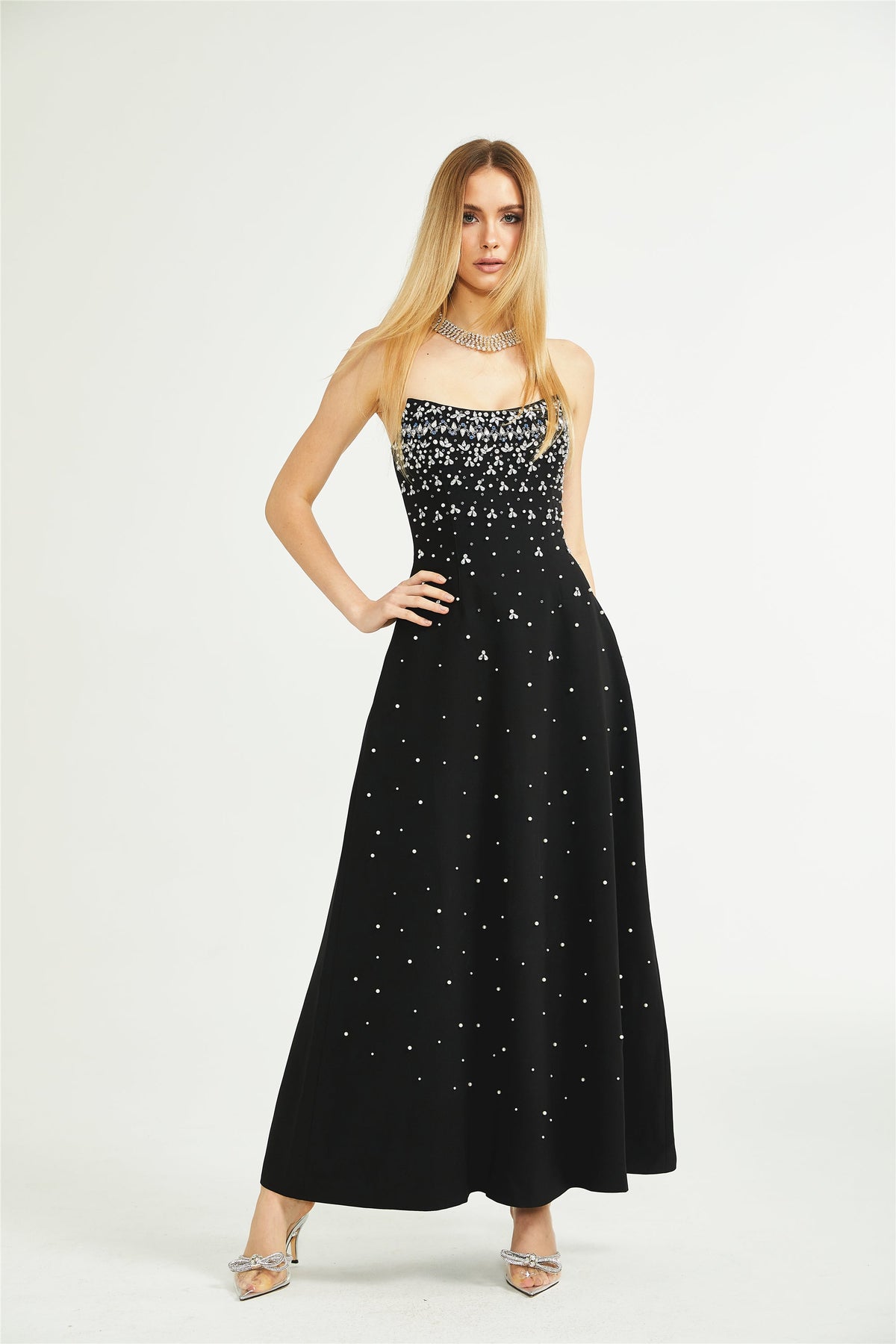 Melisande black embellished maxi dress (Final Sale-US Only)