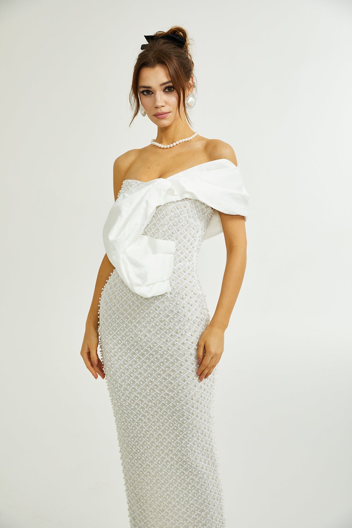 Maura faux-pearl off-shoulder dress (Final Sale-US Only)