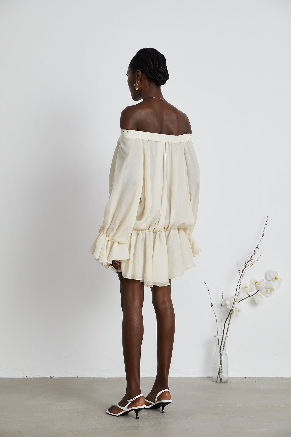 Lisette off-shoulder chiffon mini dress (Final Sale)