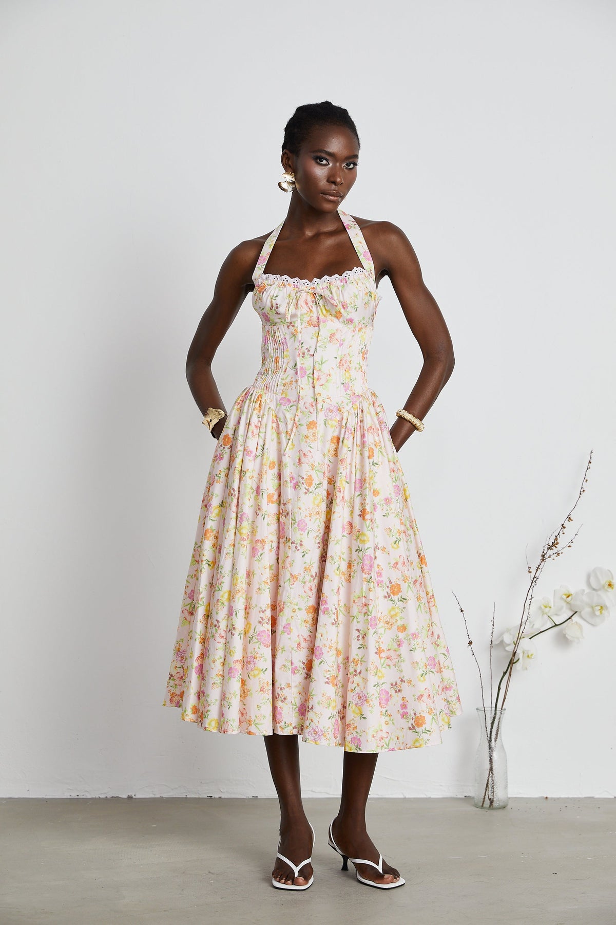 Odette floral-print halterneck midi dress (Final Sale)