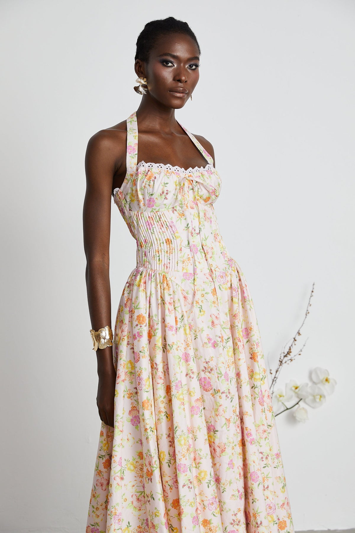 Odette floral-print halterneck midi dress (Final Sale)
