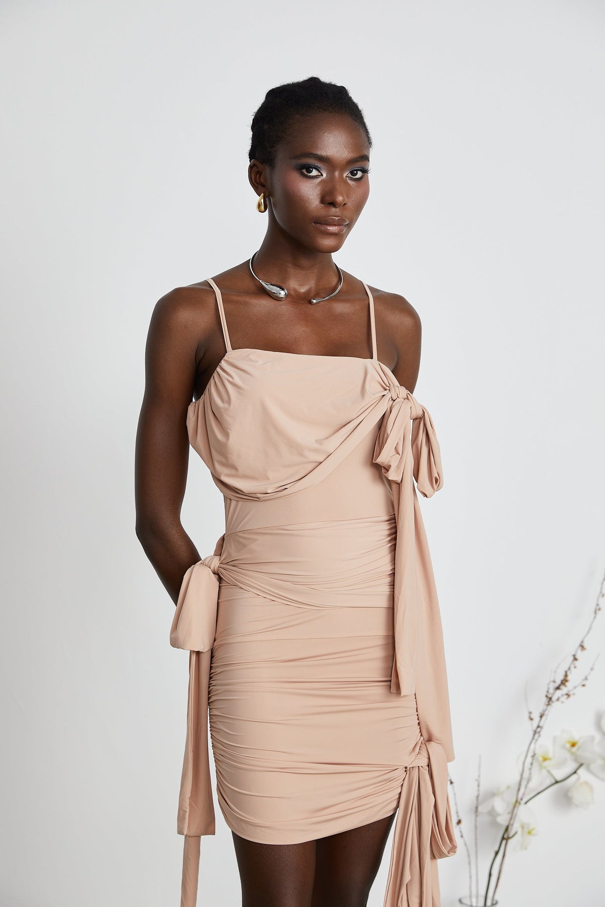 Vivien asymmetrical sash-detailing mini dress