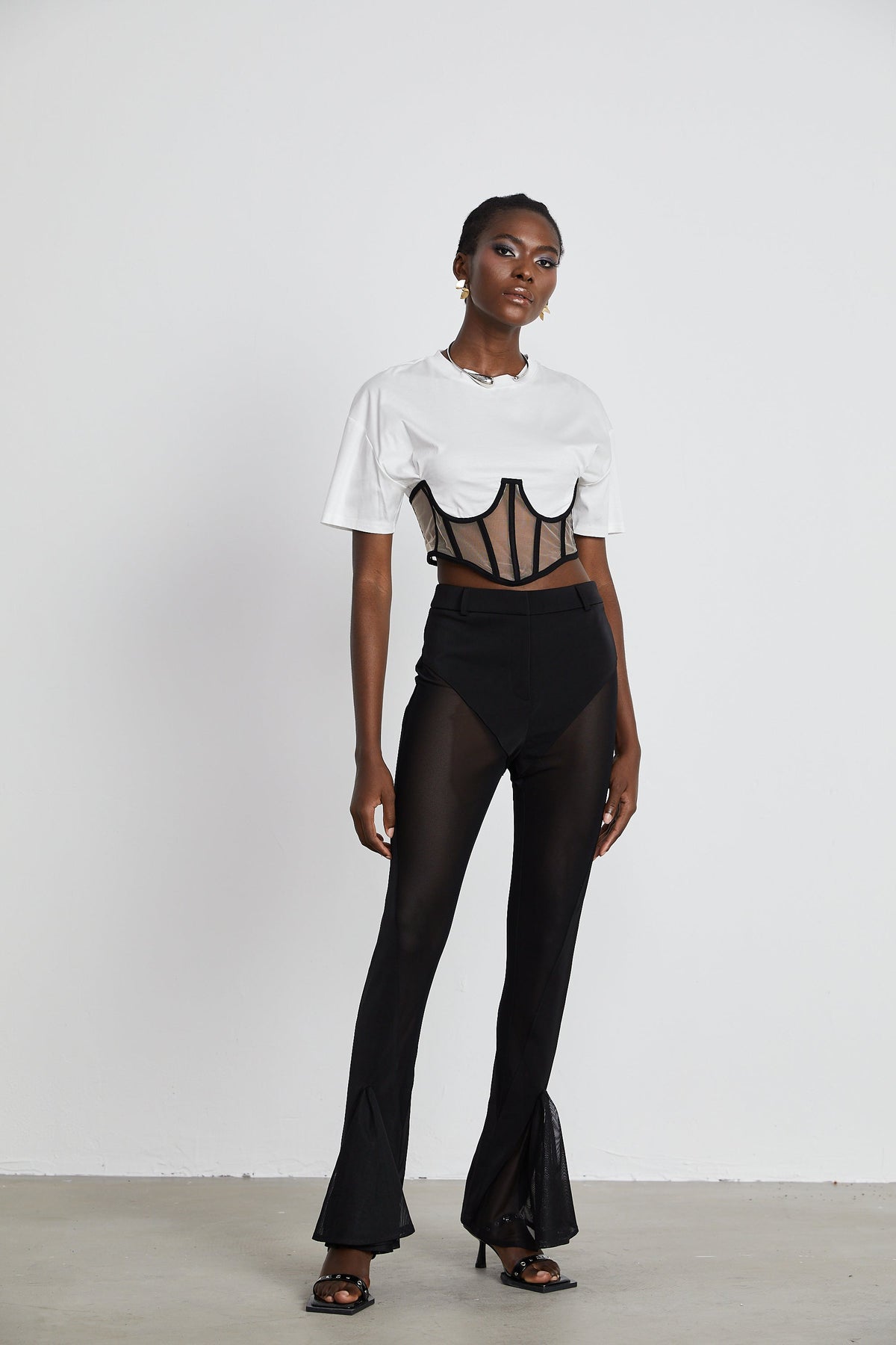Noémie sheer-panel flared trousers (Final Sale)
