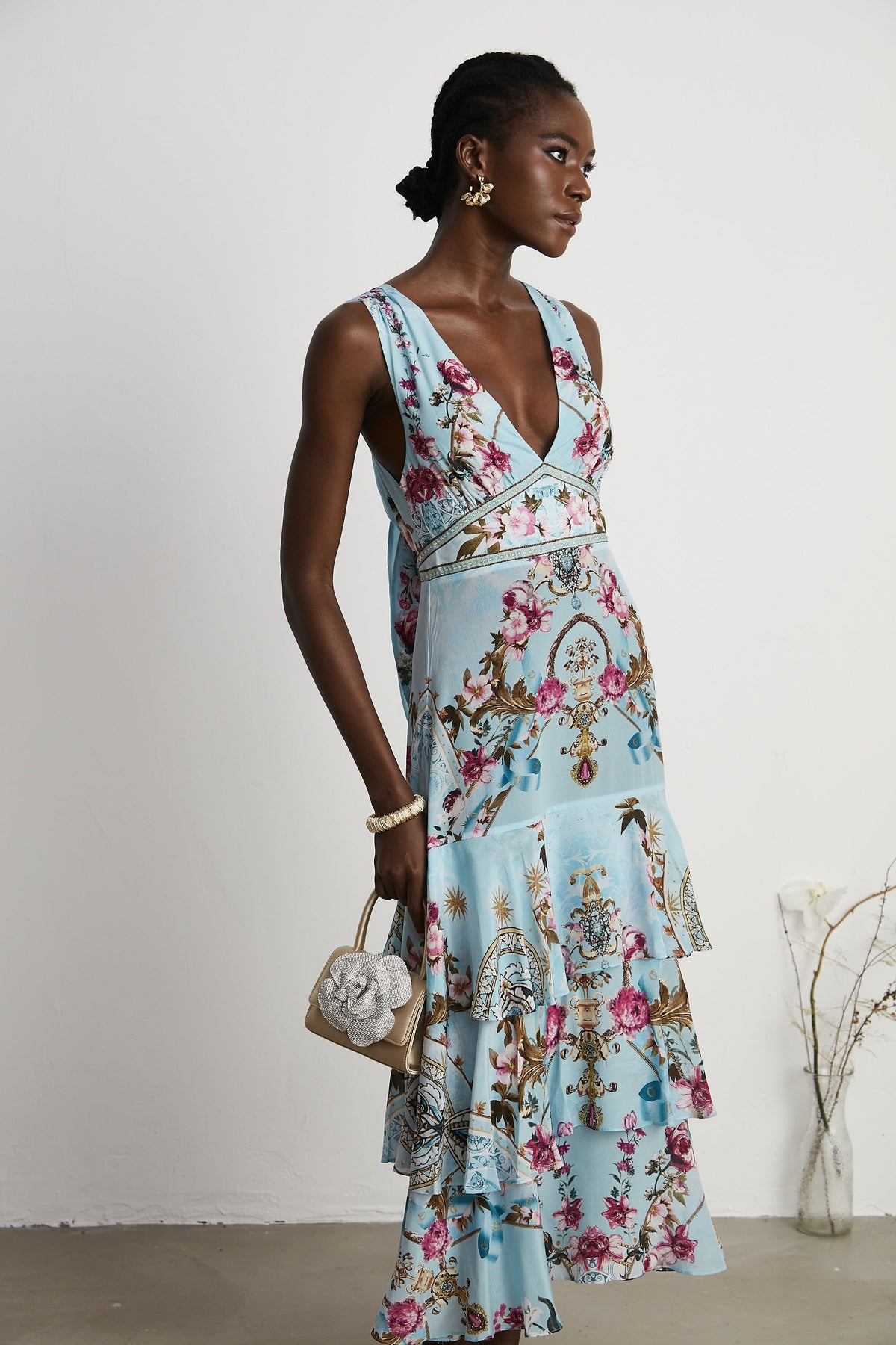 Victoire floral-printed midi dress