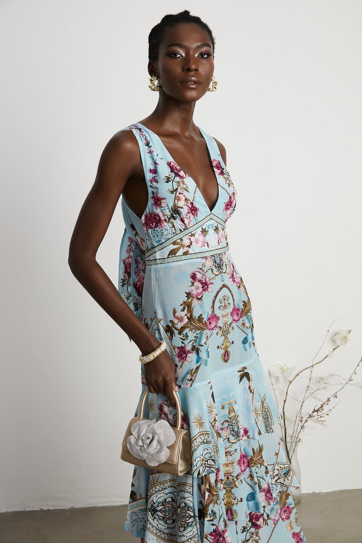 Victoire floral-printed midi dress