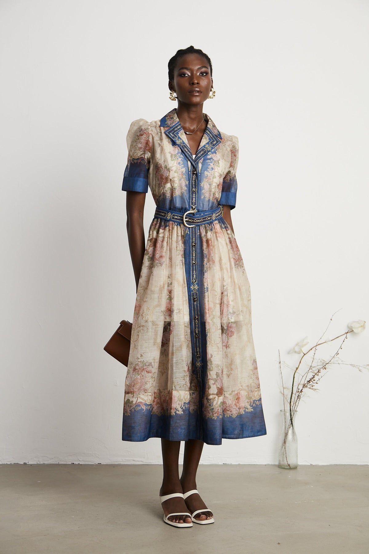 Aélis pattern-print midi dress - Blue