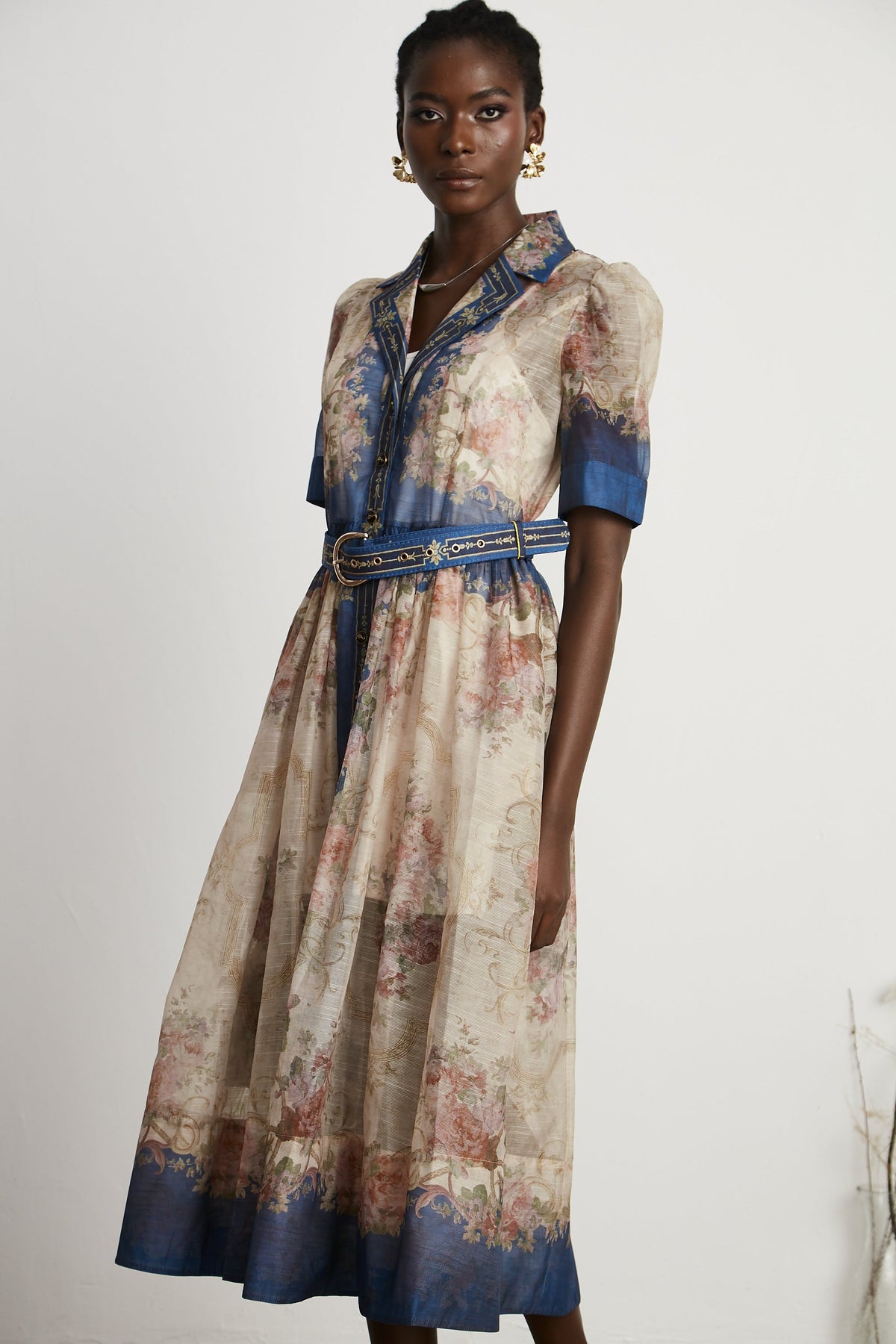 Aélis pattern-print midi dress - Blue