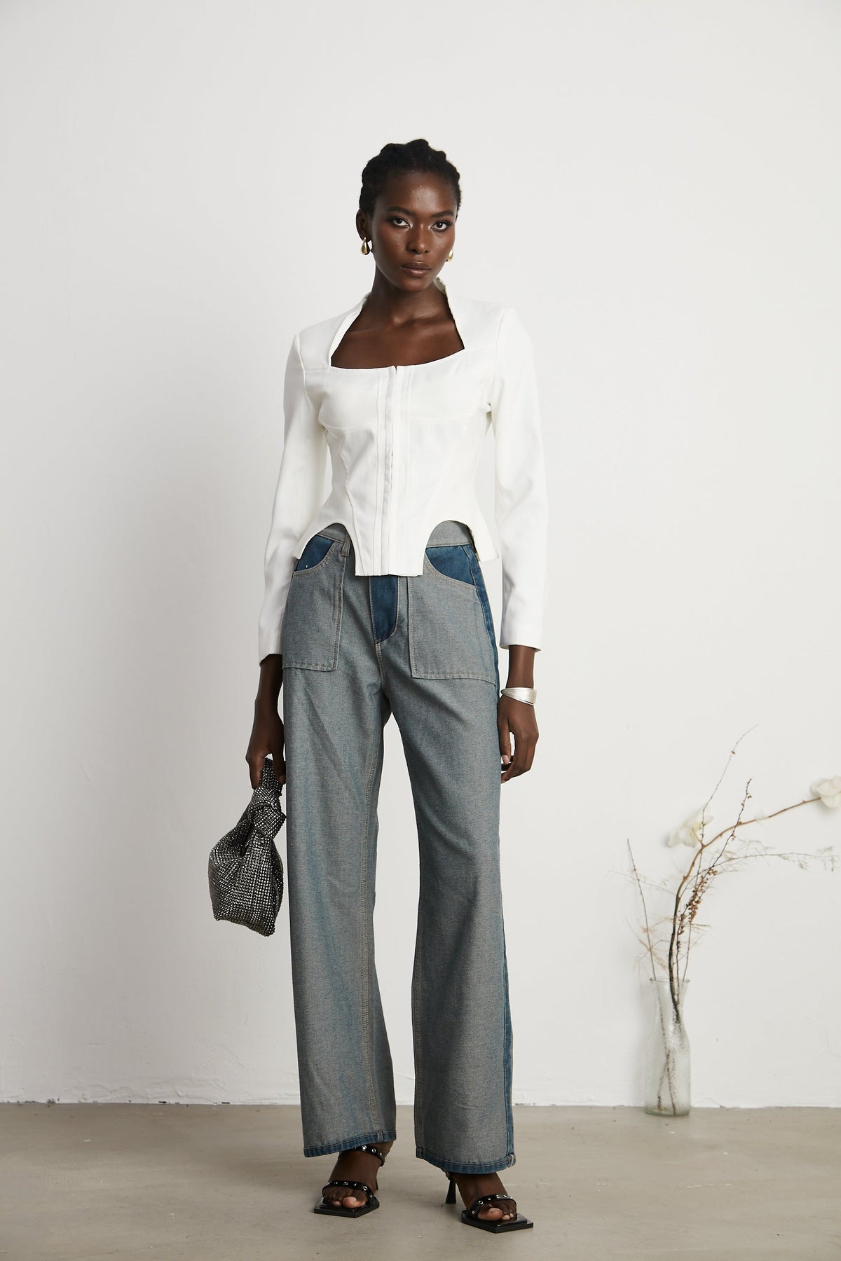 Clothilde wide-leg panelled jeans