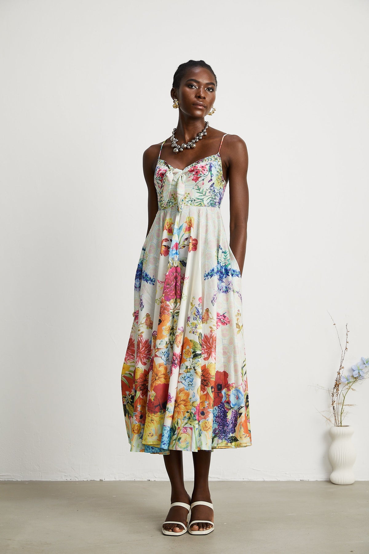 Sylvie tie-up floral-print midi dress (Final Sale-US Only)