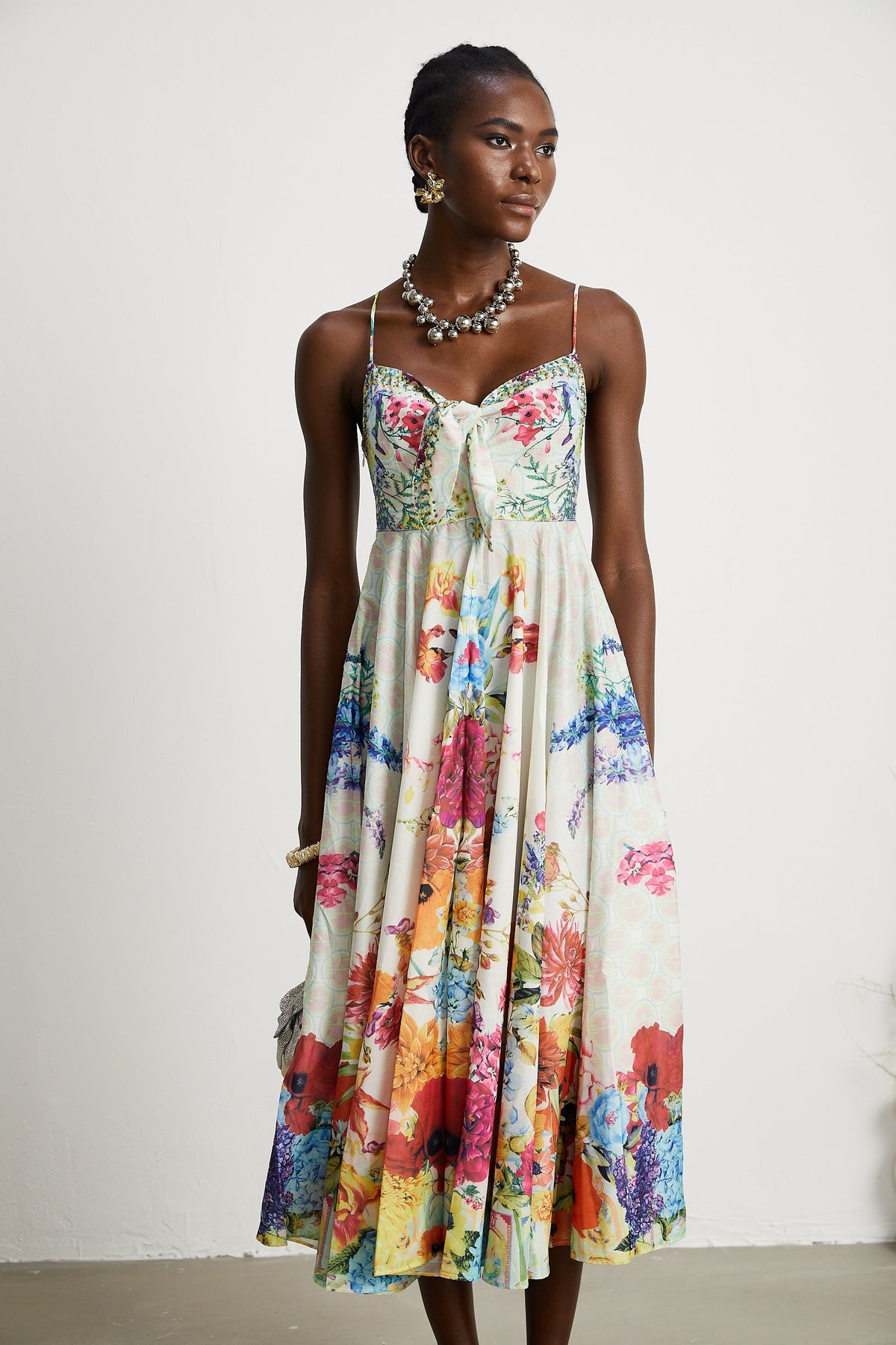 Sylvie tie-up floral-print midi dress (Final Sale-US Only)