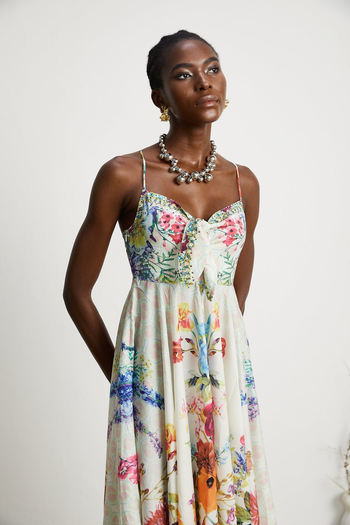 Sylvie tie-up floral-print midi dress (Final Sale-US Only)