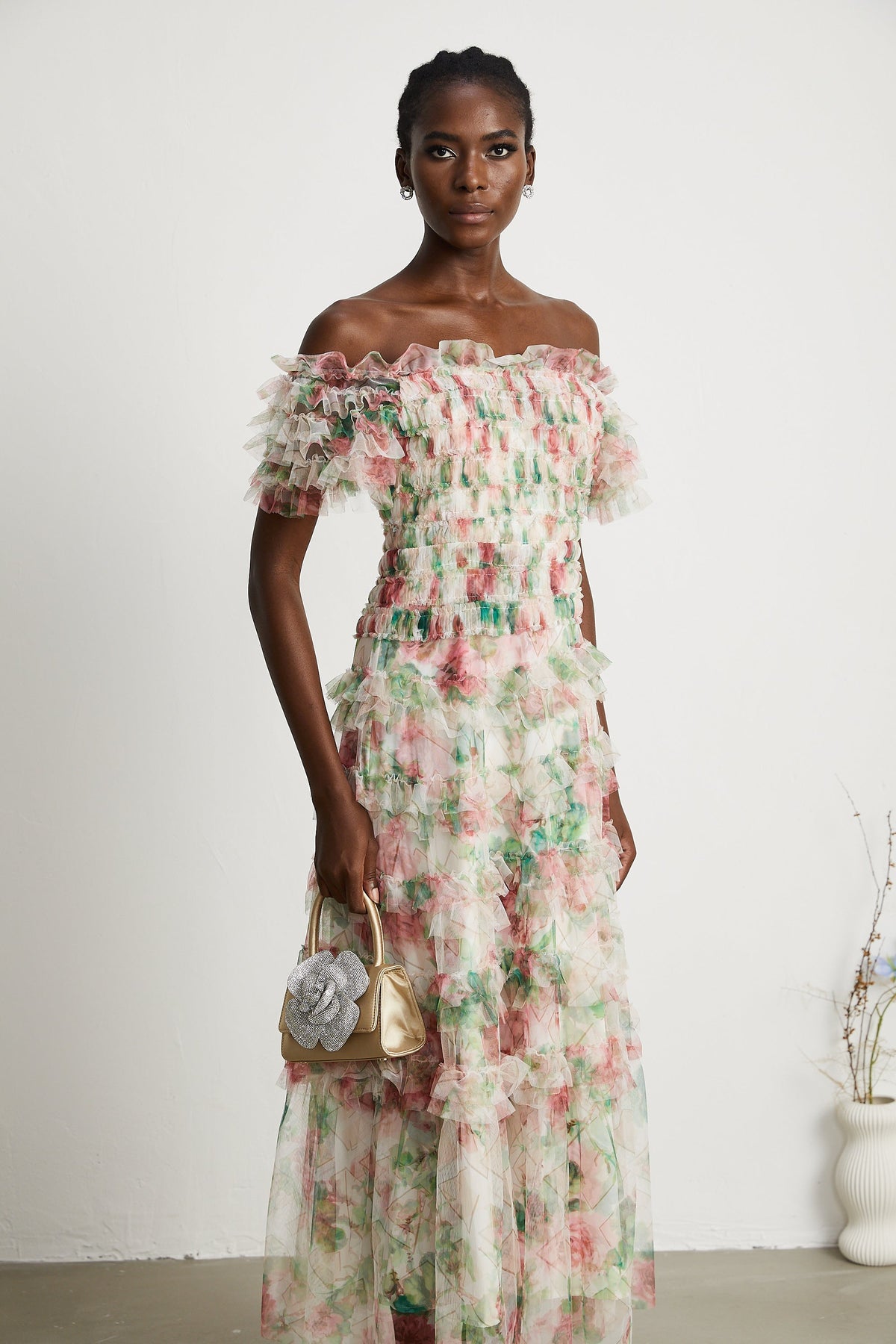 Suzette floral-print tiered midi dress