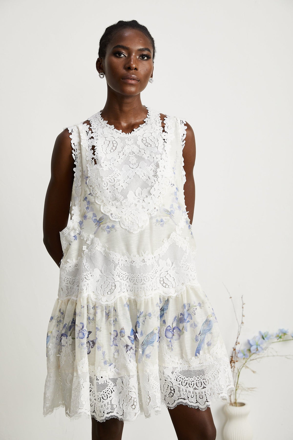 Dionne lace patch mini dress